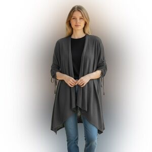 Notations Charcoal Open Front Cardigan